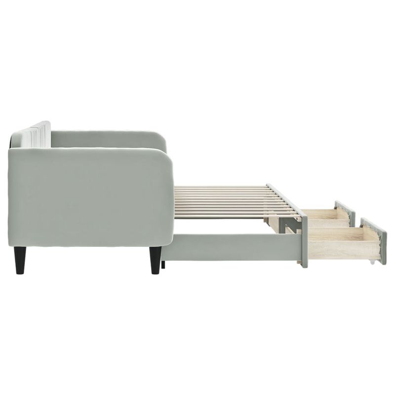 Casa si Gradina - Mobilier - Paturi si accesorii - Paturi - Pat de zi cu extensie si sertare, gri deschis 80x200 cm catifea - Infinity.ro