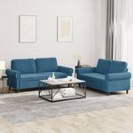 Casa si Gradina - Mobilier - Seturi de mobilier - Seturi living - Set de canapele cu perne, 2 piese, albastru, catifea - Infinity.ro