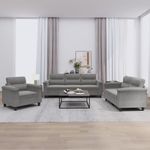 Casa si Gradina - Mobilier - Seturi de mobilier - Seturi living - Set de canapele cu perne, 3 piese, gri inchis, microfibra - Infinity.ro