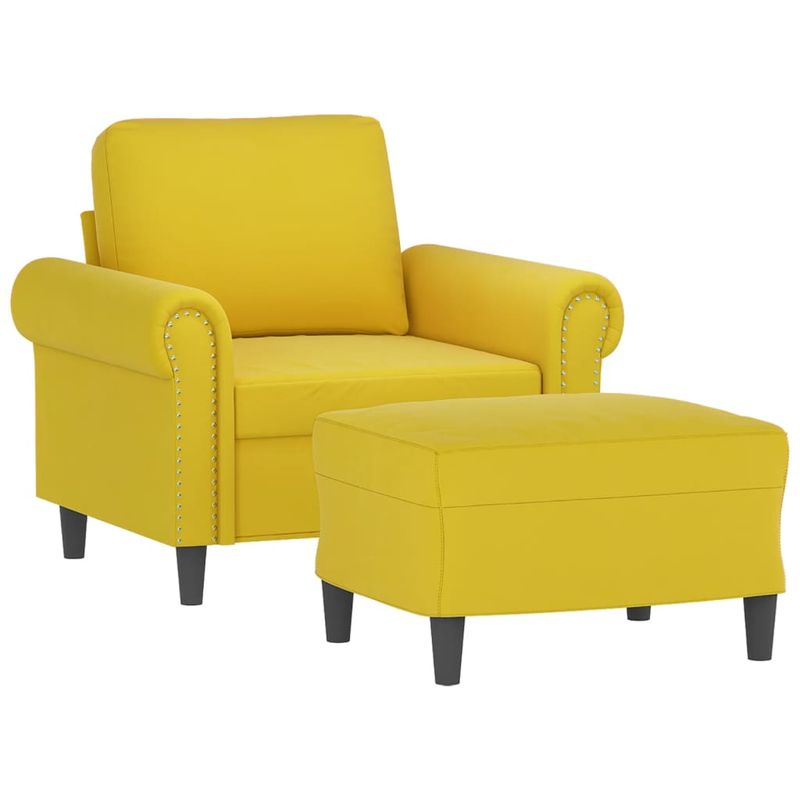 Casa si Gradina - Mobilier - Scaune si fotolii - Fotolii - Fotoliu canapea cu taburet, galben, 60 cm, catifea - Infinity.ro