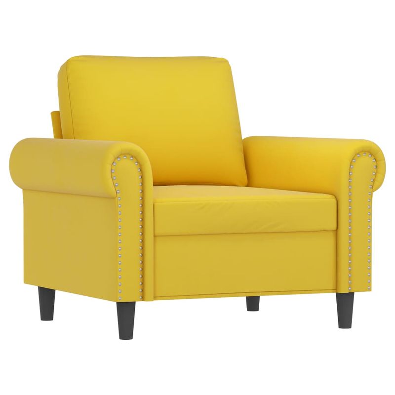 Casa si Gradina - Mobilier - Scaune si fotolii - Fotolii - Fotoliu canapea cu taburet, galben, 60 cm, catifea - Infinity.ro