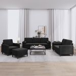Casa si Gradina - Mobilier - Seturi de mobilier - Seturi living - Set de canapele cu perne, 4 piese, negru, catifea - Infinity.ro