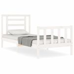 Casa si Gradina - Mobilier - Paturi si accesorii - Paturi - Cadru de pat cu tablie single mic, alb, lemn masiv - Infinity.ro