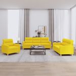 Casa si Gradina - Mobilier - Seturi de mobilier - Seturi living - Set de canapele cu perne, 3 piese, galben deschis, textil - Infinity.ro