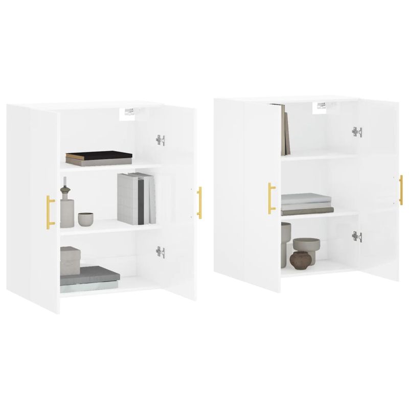 Casa si Gradina - Mobilier - Comode si corpuri - Comode - Dulapuri montaj pe perete, 2 buc, alb extralucios, 69,5x34x90cm, model auriu model tub - Infinity.ro