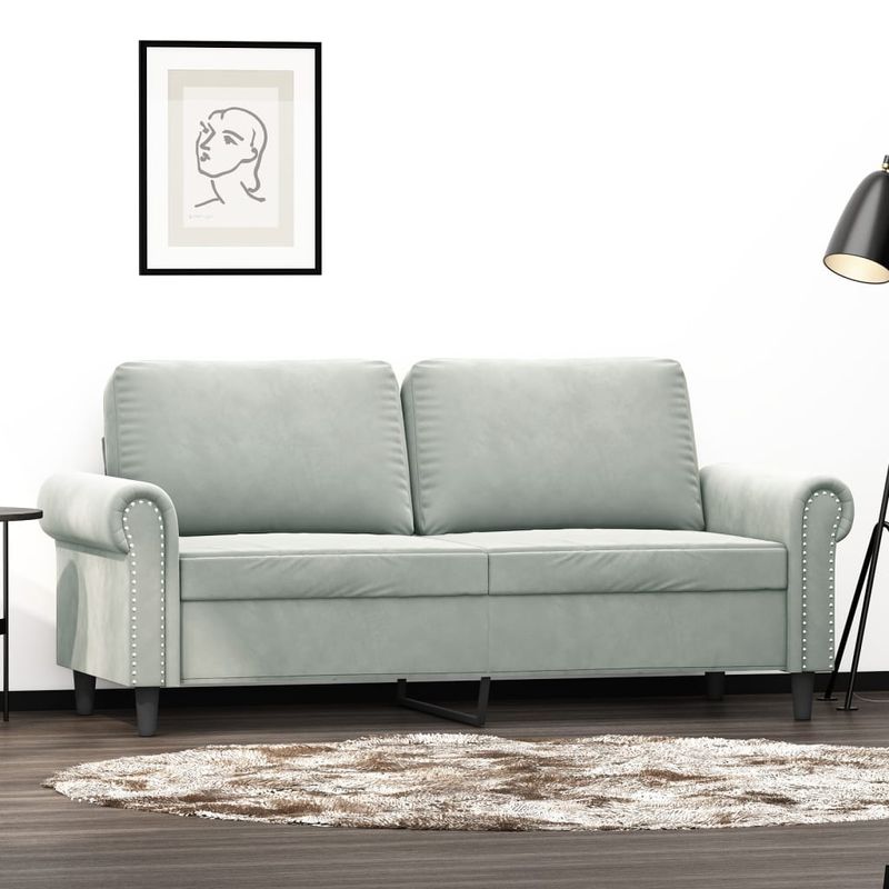 Casa si Gradina - Mobilier - Canapele si coltare - Canapele - Canapea cu 2 locuri, gri deschis, 140 cm, catifea - Infinity.ro