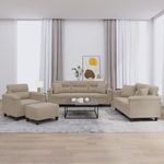 Casa si Gradina - Mobilier - Seturi de mobilier - Seturi living - Set de canapele cu perne, 4 piese, gri taupe, microfibra - Infinity.ro