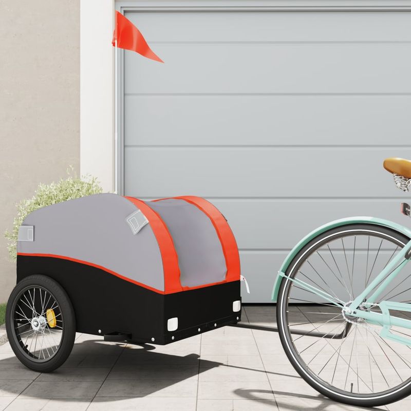 Sport si Outdoor - Ciclism - Accesorii pentru biciclete - Remorci biciclete - Remorca pentru biciclete, negru și portocaliu, 45 kg, fier, mărime 126x63x63 cm - Infinity.ro