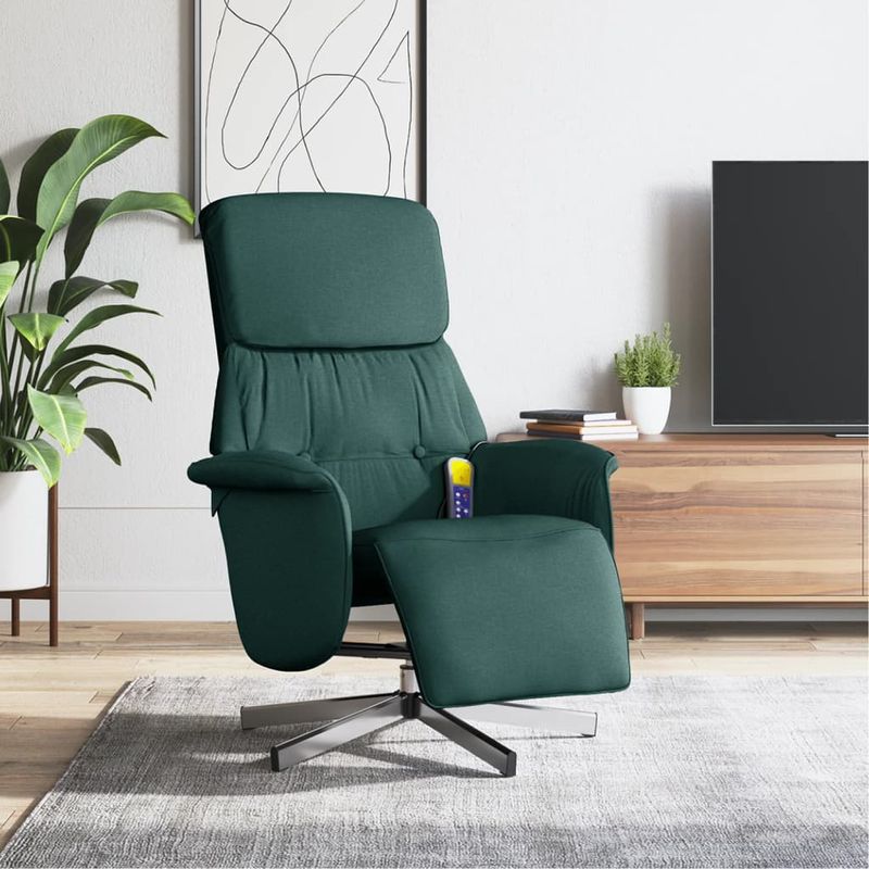 Ingrijire personala si Cosmetice - Sanatate si wellness - Articole wellness - Fotolii de masaj - Fotoliu masaj rabatabil cu suport picioare verde inchis textil - Infinity.ro
