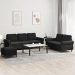 Casa si Gradina - Mobilier - Seturi de mobilier - Seturi living - Set de canapele cu perne, 3 piese, negru, catifea - Infinity.ro