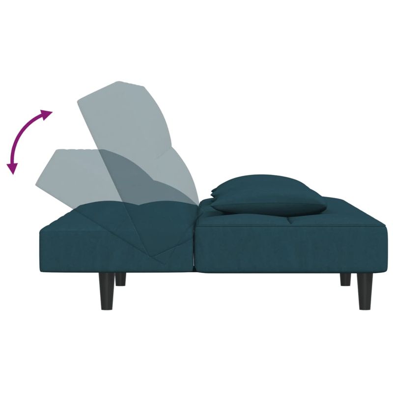 Casa si Gradina - Mobilier - Canapele si coltare - Canapele - Canapea extensibila cu 2 locuri, 2 perne, albastru, catifea - Infinity.ro