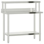 Casa si Gradina - Mobilier - Comode si corpuri - Corpuri bucatarie - Masa bucatarie cu raft superior, 110x55x120 cm, otel inoxidabil - Infinity.ro