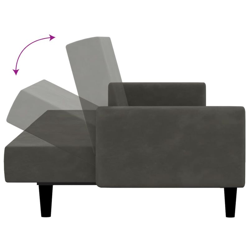 Casa si Gradina - Mobilier - Canapele si coltare - Canapele - Canapea extensibila cu 2 locuri, gri inchis, catifea - Infinity.ro