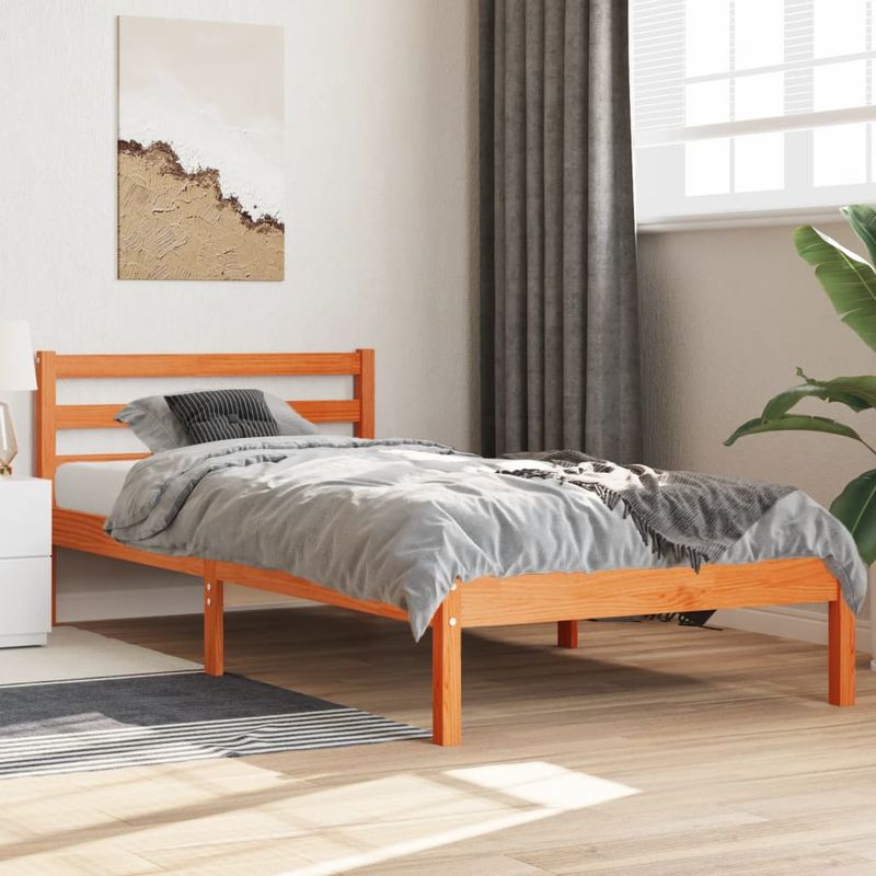 Casa si Gradina - Mobilier - Paturi si accesorii - Paturi - Cadru de pat, maro ceruit, 90x200 cm, lemn masiv de pin - Infinity.ro