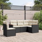 Casa si Gradina - Gradina si terasa - Mobilier exterior - Seturi mobila gradina - Set mobilier de gradina cu perne, 5 piese, negru, poliratan - Infinity.ro