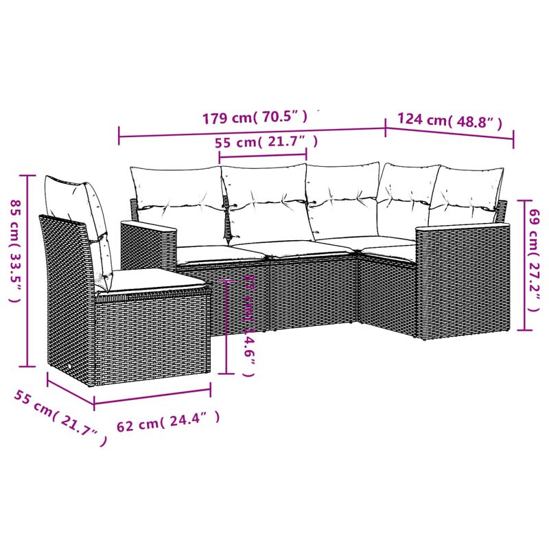 Casa si Gradina - Gradina si terasa - Mobilier exterior - Seturi mobila gradina - Set mobilier de gradina cu perne, 5 piese, negru, poliratan - Infinity.ro