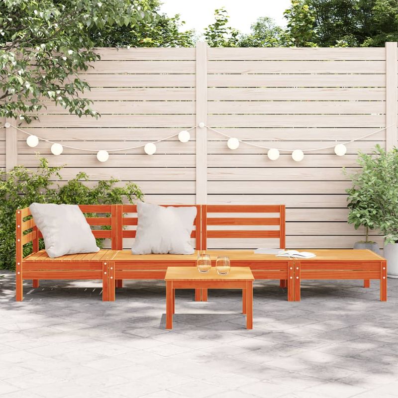 Casa si Gradina - Gradina si terasa - Mobilier exterior - Canapele si fotolii gradina - Canapea de gradina cu 4 locuri, maro ceruit, lemn masiv de pin - Infinity.ro