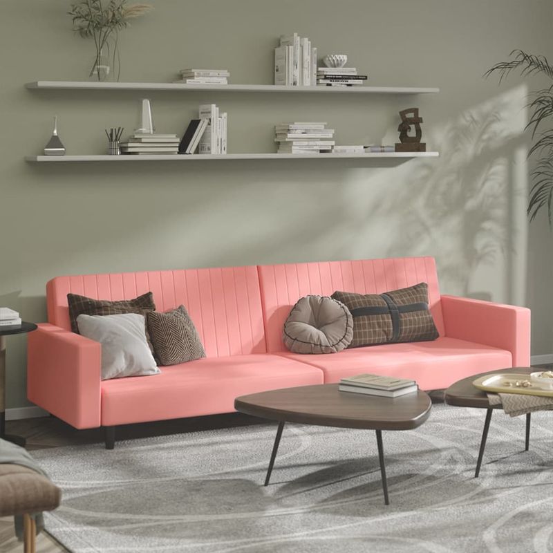 Casa si Gradina - Mobilier - Canapele si coltare - Canapele - Canapea extensibila cu 2 locuri, roz, catifea - Infinity.ro