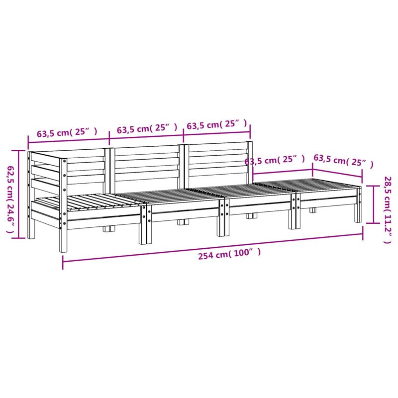 Casa si Gradina - Gradina si terasa - Mobilier exterior - Canapele si fotolii gradina - Canapea de gradina cu 4 locuri, maro ceruit, lemn masiv de pin - Infinity.ro