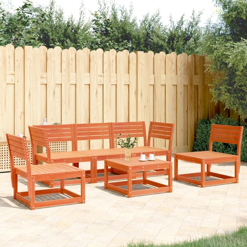 Casa si Gradina - Gradina si terasa - Mobilier exterior - Canapele si fotolii gradina - Canapea de gradina cu 5 locuri, maro ceruit, lemn masiv de pin - Infinity.ro
