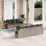 Casa si Gradina - Gradina si terasa - Mobilier exterior - Seturi mobila gradina - Set canapele de gradina cu perne, 8 piese, gri, poliratan - Infinity.ro