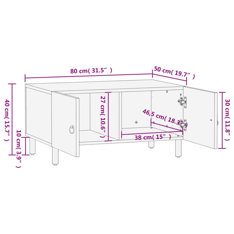 Casa si Gradina - Mobilier - Mese si birouri - Masute de cafea - Masuta de cafea, 80x50x40 cm, lemn masiv de mango - Infinity.ro