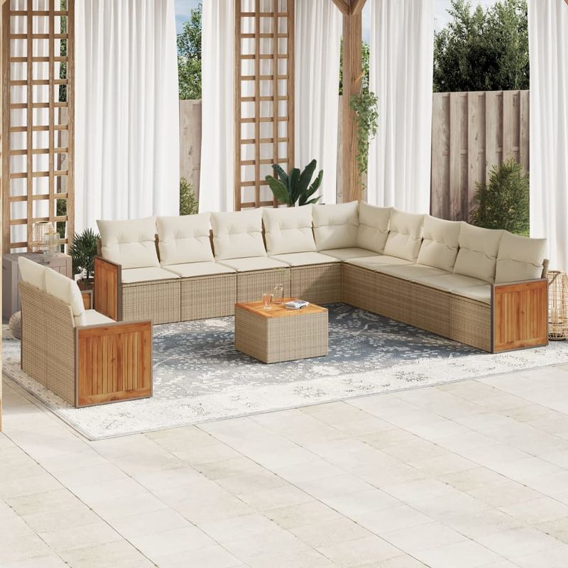 Casa si Gradina - Gradina si terasa - Mobilier exterior - Seturi mobila gradina - Set canapele de gradina cu perne, 12 piese, bej, poliratan - Infinity.ro