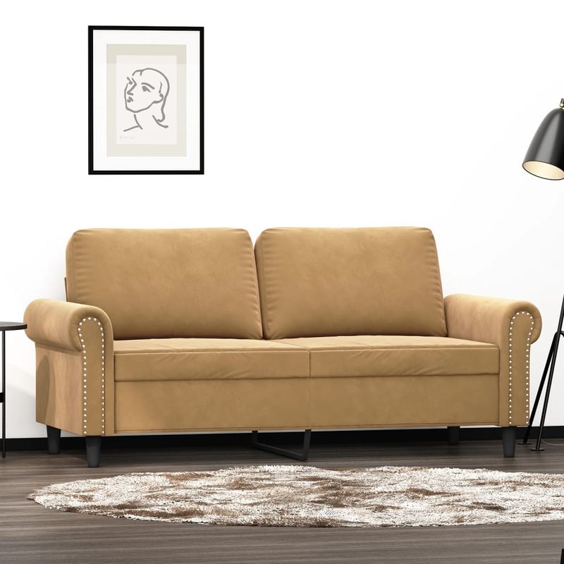 Casa si Gradina - Mobilier - Canapele si coltare - Canapele - Canapea cu 2 locuri, maro, 140 cm, catifea - Infinity.ro
