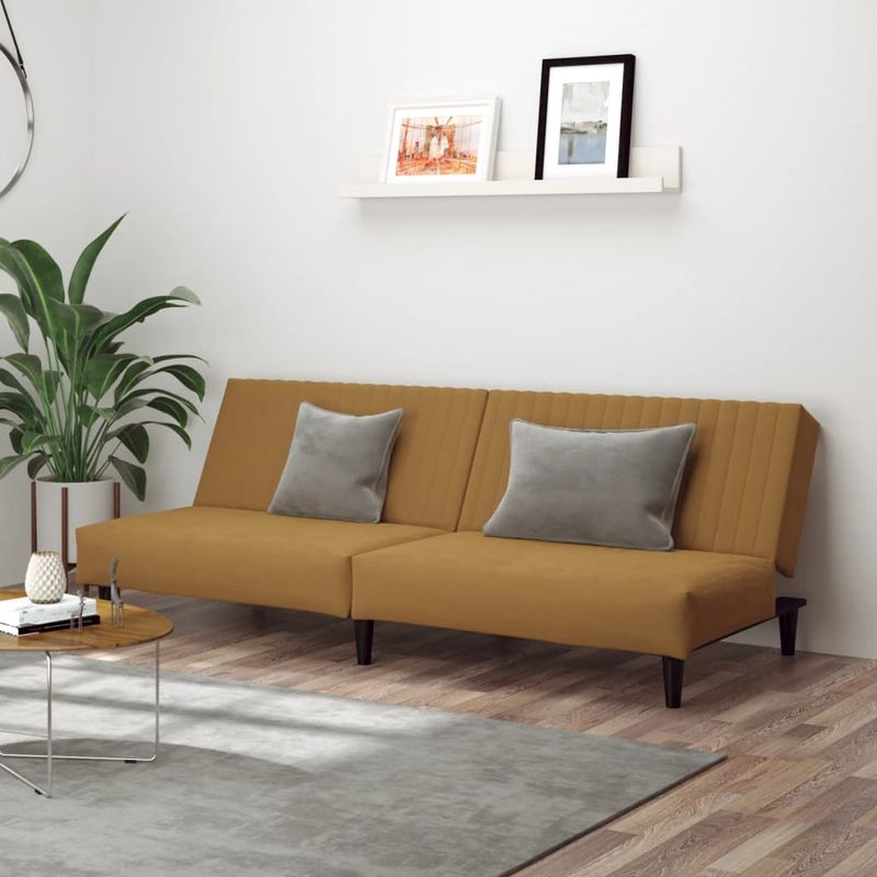 Casa si Gradina - Mobilier - Canapele si coltare - Canapele - Canapea extensibila cu 2 locuri, maro, catifea - Infinity.ro