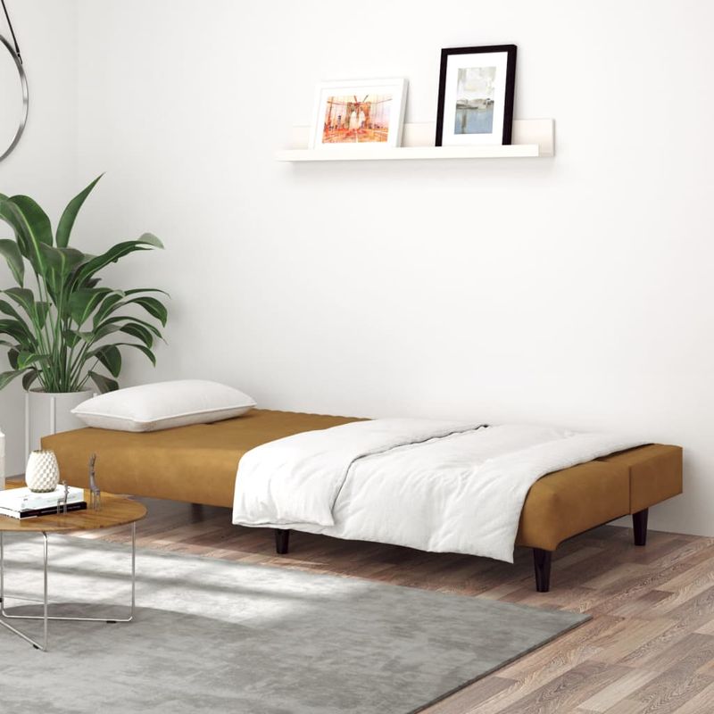 Casa si Gradina - Mobilier - Canapele si coltare - Canapele - Canapea extensibila cu 2 locuri, maro, catifea - Infinity.ro
