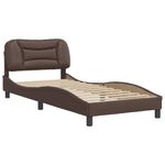 Casa si Gradina - Mobilier - Paturi si accesorii - Paturi - Cadru de pat cu tablie, maro, 90x200 cm, piele ecologica - Infinity.ro
