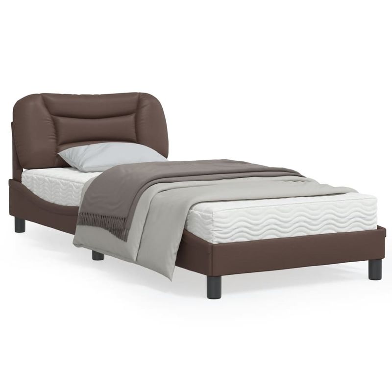 Casa si Gradina - Mobilier - Paturi si accesorii - Paturi - Cadru de pat cu tablie, maro, 90x200 cm, piele ecologica - Infinity.ro
