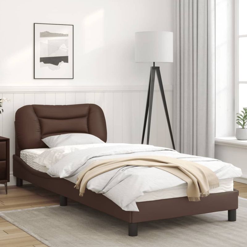 Casa si Gradina - Mobilier - Paturi si accesorii - Paturi - Cadru de pat cu tablie, maro, 90x200 cm, piele ecologica - Infinity.ro