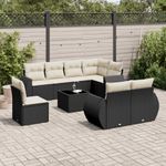 Casa si Gradina - Gradina si terasa - Mobilier exterior - Canapele si fotolii gradina - Set mobilier de gradina cu perne, 9 piese, negru, poliratan - Infinity.ro