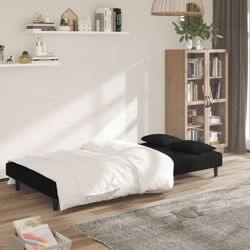 Casa si Gradina - Mobilier - Canapele si coltare - Canapele - Canapea extensibila cu 2 locuri, 2 perne, negru, catifea - Infinity.ro