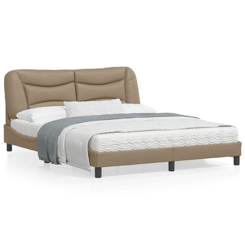 Casa si Gradina - Mobilier - Paturi si accesorii - Paturi - Cadru de pat cu tablie, cappuccino, 160x200 cm, piele ecologica - Infinity.ro