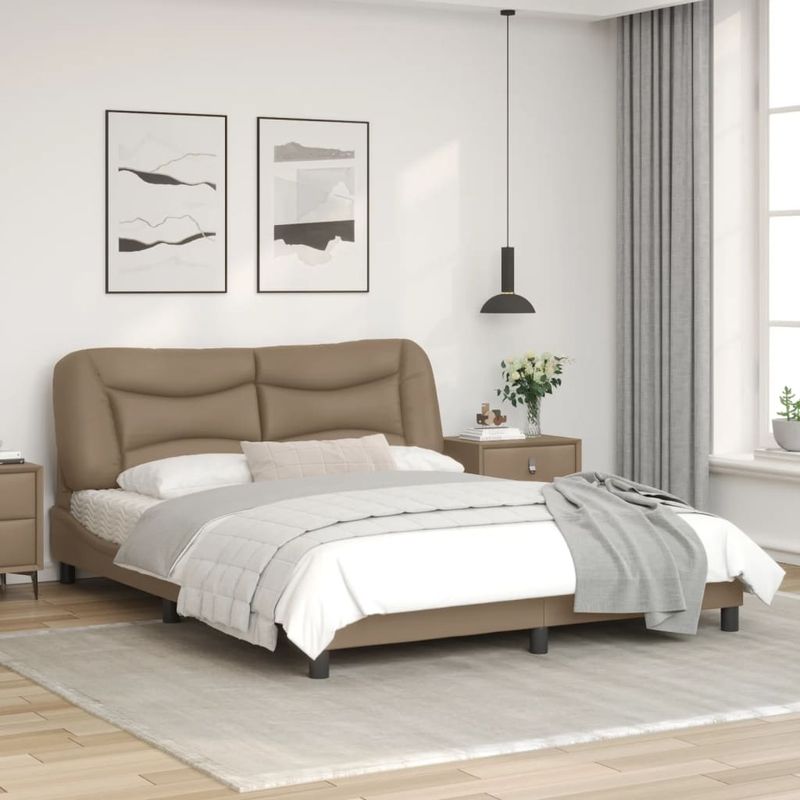 Casa si Gradina - Mobilier - Paturi si accesorii - Paturi - Cadru de pat cu tablie, cappuccino, 160x200 cm, piele ecologica - Infinity.ro
