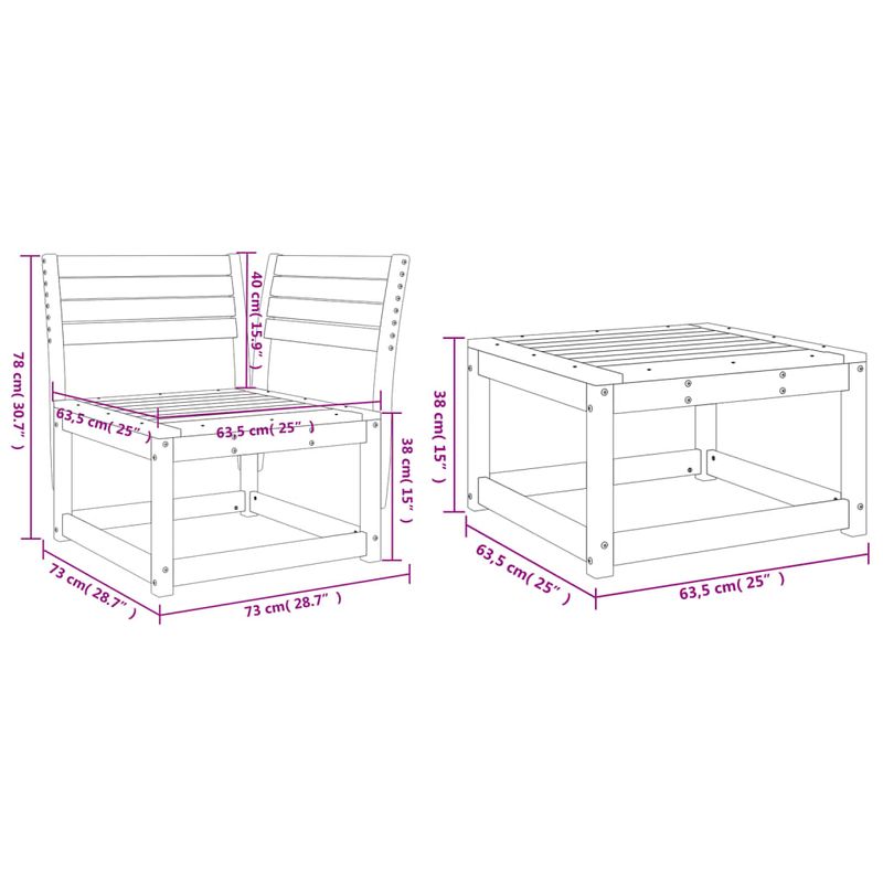 Casa si Gradina - Gradina si terasa - Mobilier exterior - Seturi mobila gradina - Set canapea de gradina, 3 piese, lemn masiv de pin - Infinity.ro