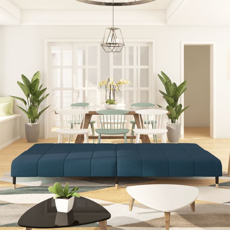 Casa si Gradina - Mobilier - Canapele si coltare - Canapele - Canapea extensibila cu 2 locuri, albastru, catifea - Infinity.ro