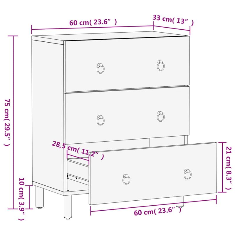 Casa si Gradina - Mobilier - Comode si corpuri - Comode - Dulap lateral, 60x33x75 cm, lemn masiv de mango - Infinity.ro