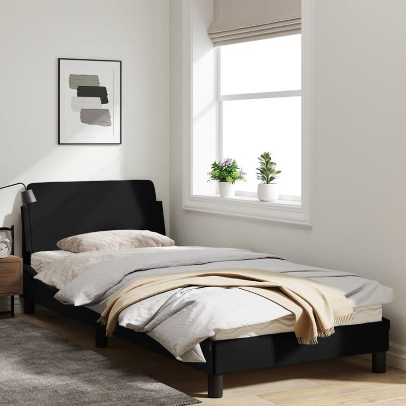 Casa si Gradina - Mobilier - Paturi si accesorii - Paturi - Cadru de pat cu tablie, negru, 80x200 cm, textil - Infinity.ro