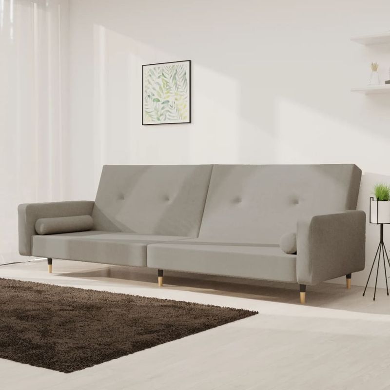Casa si Gradina - Mobilier - Canapele si coltare - Canapele - Canapea extensibila cu 2 locuri, 2 perne, gri deschis, catifea - Infinity.ro