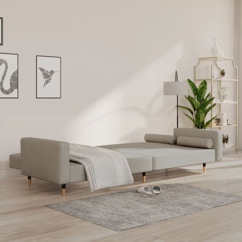 Casa si Gradina - Mobilier - Canapele si coltare - Canapele - Canapea extensibila cu 2 locuri, 2 perne, gri deschis, catifea - Infinity.ro