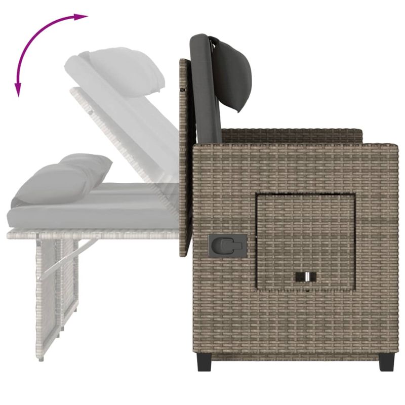 Casa si Gradina - Gradina si terasa - Mobilier exterior - Bancute de gradina - Banca de gradina rabatabila cu perne, gri, poliratan - Infinity.ro