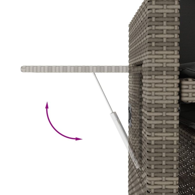 Casa si Gradina - Gradina si terasa - Mobilier exterior - Bancute de gradina - Banca de gradina rabatabila cu perne, gri, poliratan - Infinity.ro