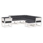 Casa si Gradina - Gradina si terasa - Mobilier exterior - Seturi mobila gradina - Set mobilier gradina cu perne, 8 piese, alb, lemn masiv de pin - Infinity.ro