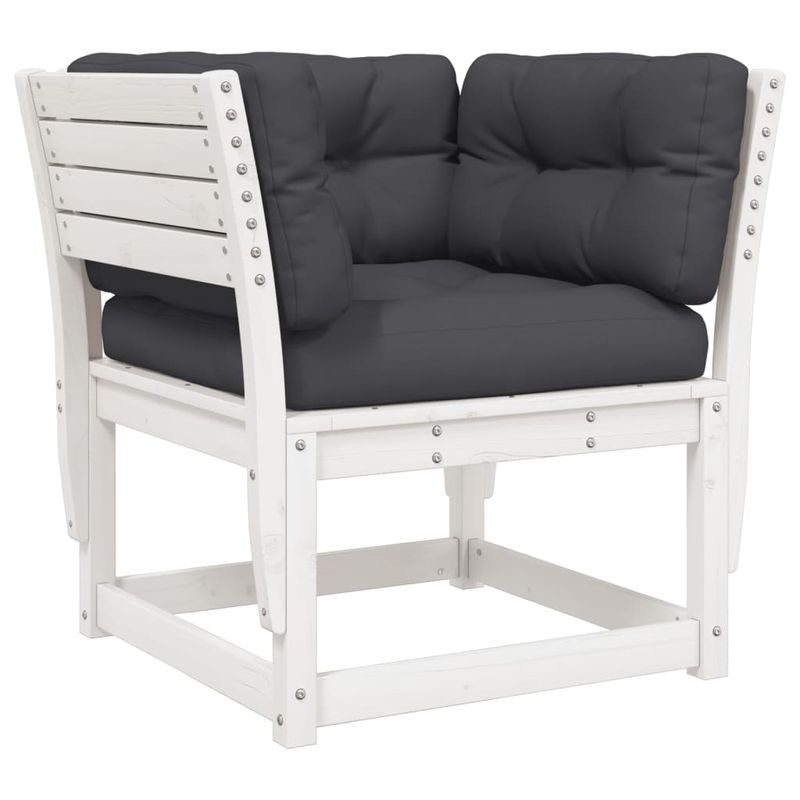 Casa si Gradina - Gradina si terasa - Mobilier exterior - Seturi mobila gradina - Set mobilier gradina cu perne, 8 piese, alb, lemn masiv de pin - Infinity.ro