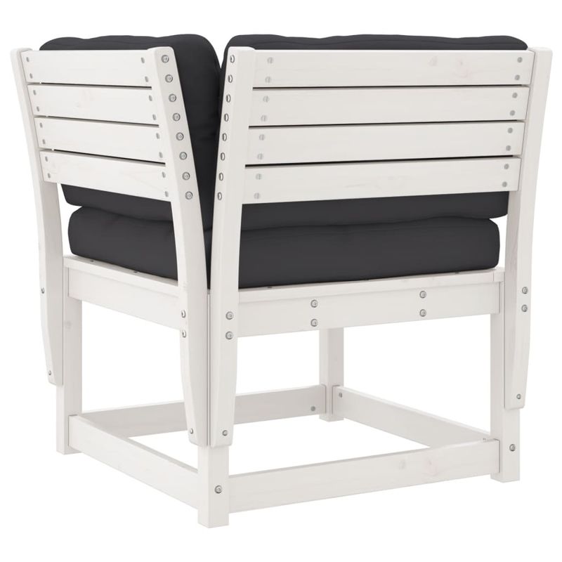 Casa si Gradina - Gradina si terasa - Mobilier exterior - Seturi mobila gradina - Set mobilier gradina cu perne, 8 piese, alb, lemn masiv de pin - Infinity.ro