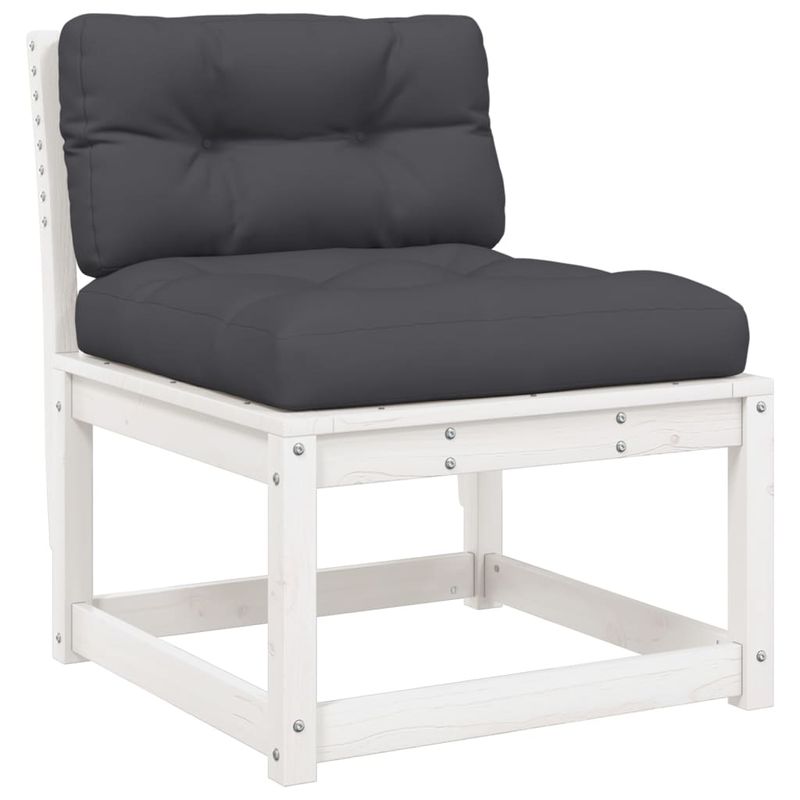 Casa si Gradina - Gradina si terasa - Mobilier exterior - Seturi mobila gradina - Set mobilier gradina cu perne, 8 piese, alb, lemn masiv de pin - Infinity.ro