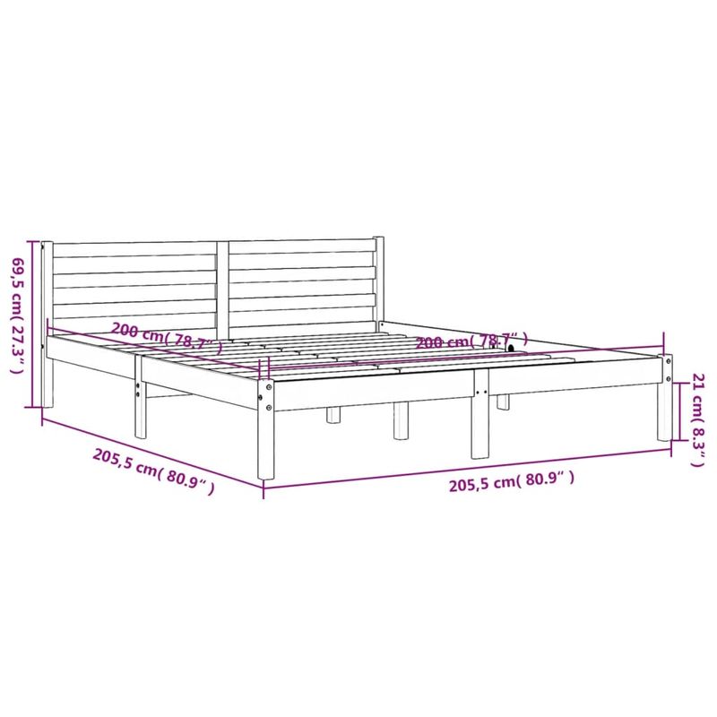 Casa si Gradina - Mobilier - Paturi si accesorii - Paturi - Cadru de pat, maro ceruit, 200x200 cm, lemn masiv de pin - Infinity.ro